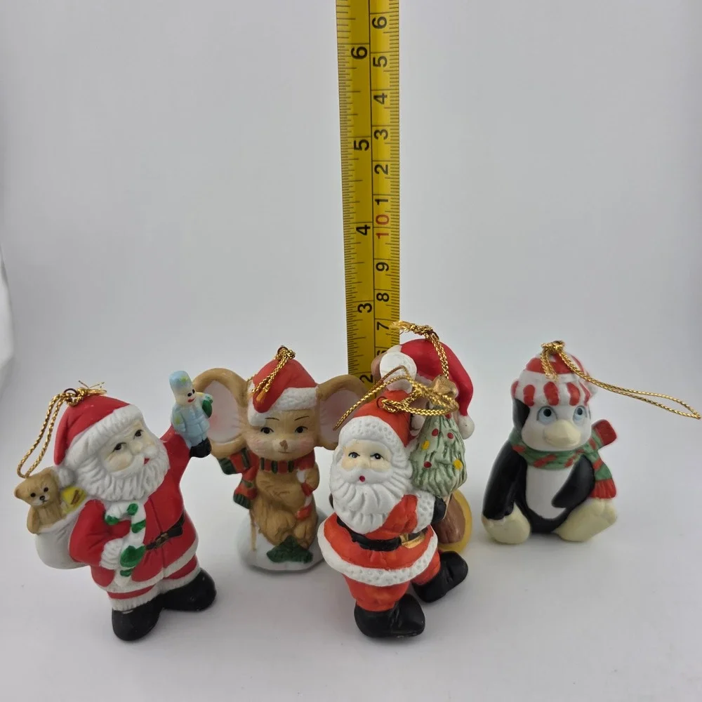 CITGO Vintage‎ Christmas Ornaments 5pc 1992-1993 7-Eleven Penguin Bear Santa Mix